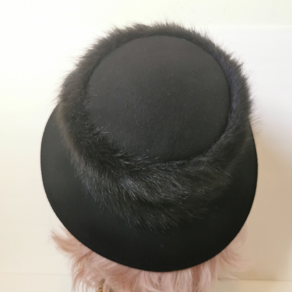 Vintage wide brim faux fur wool hat - Picture 5 of 10